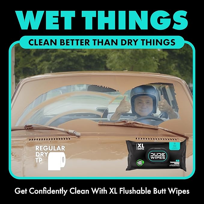 DUDE Wipes - FrostBuddy Universal Can Cooler + Extra-Large Flushable Wet Wipes - 1 Pack, 48 Wipes - Mint Chill - Gifts for Men