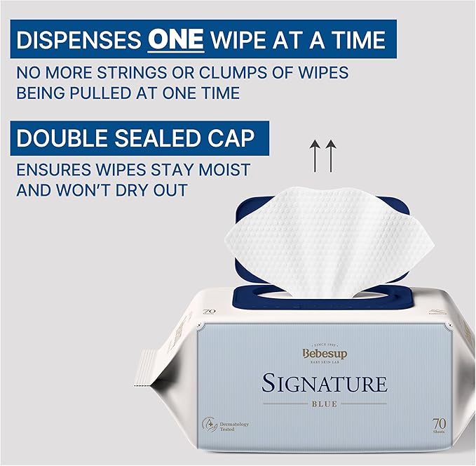 Korea’s #1 Signature Baby Wipes - Hypoallergenic Water-based Unscented Alcohol-Free Ultra-Thick 75 GSM Super Seed Extracts Plant-Based for sensitive skin Flip-Top 560 Count (8 Packs)