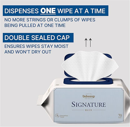 Korea’s #1 Signature Baby Wipes - Hypoallergenic Water-based Unscented Alcohol-Free Ultra-Thick 75 GSM Super Seed Extracts Plant-Based for sensitive skin Flip-Top 560 Count (8 Packs)