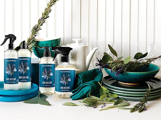 Caldrea Multi-surface CounterTop Spray Cleaner, Made With Vegetable Protein Extract, Basil Blue Sage, 16 Fl Oz