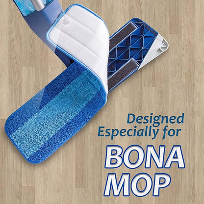 3 Pack Microfiber Mop Pads, 18 Inch Reusable & Washable Cleaning Replacements Pads for Bona Spray Mop, Blue