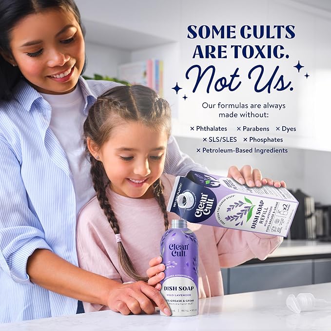 Cleancult -Wild Lavender - Liquid Dish Soap - Refillable Aluminum Bottle - Dish Soap that Cuts Grease & Grime - 16 oz - 1 Pack