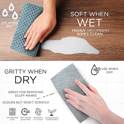 LOLA Swedish Dishcloths on a Roll 12 Pack, Sustainable Cleaning, Cellulose Sponge Cloths, Reusable Paper Towels, 11" x 10" Made in Germany