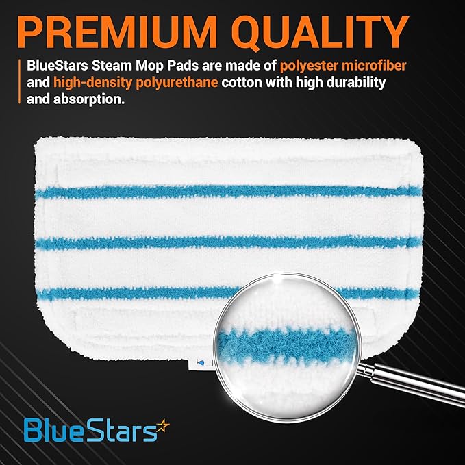 BlueStars Steam Mop Pads Replacement Compatible with Black and Decker Steam Mop SM1600, SM1610, SM1620, HSMC1321, HSMC1321APB, HSMC1361SGP, BDH1855SM, BDH1760SM, SMP20 Pack of 5