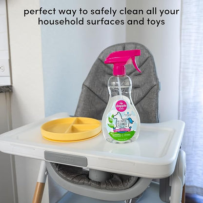 Dapple Baby All Purpose Cleaning Spray, Hypoallergenic for Toys, High Chairs, Swings, Counters, Powered by Plants, 1 Pump Included, Fragrance Free, 16.9 Fl Oz (Pack of 2) + 30 Count Wipes