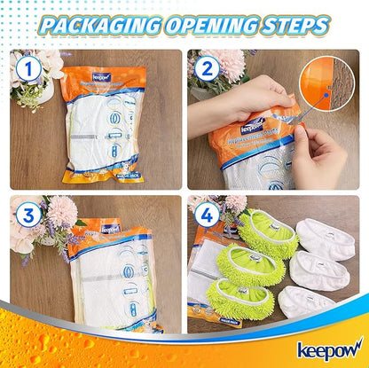 KEEPOW Reusable Dry Sweeping/Wet Mopping Cloths Compatible with Swiffer Sweeper, Washable Microfiber Mop Pads Refills for Hard-Surface/Hardwood Floor Cleaning, 6-Pack (Mop is Not Included)
