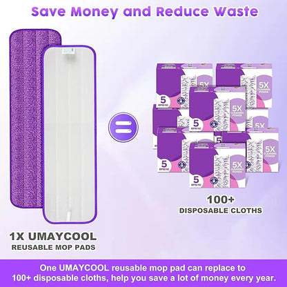 18 Pack Reusable Mop Pads Compatible with Swiffer PowerMop, Microfiber Mop Pads Refills Machine Washable, Durable, and Highly Absorbent Suitable for All Floor Types