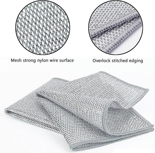 6pcs Multipurpose Wire Dishwashing Rags for Wet and Dry, Non Scratch Wire Dishcloth，Reusable Kitchen Wire Miracle Cleaning Cloths for Dishes, Sinks, Stove Tops
