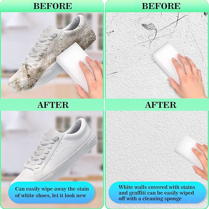 100/180 Pack Magic Sponge Eraser, Melamine Sponge Foam, Non-Scratch Kitchen Scrub Magic Sponge, Multi-Functional Household Cleaning Sponges for Dish, Bathroom, Bathtub, Sink, Cup, Wall Cleaner
