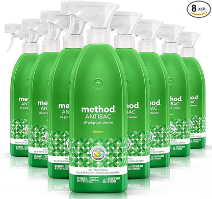 Method Antibacterial All Purpose Cleaner Spray, Bamboo, Kills 99.9% of Household Germs, 28 Fl Oz (Pack of 8)