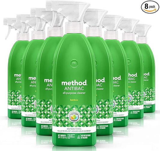 Method Antibacterial All Purpose Cleaner Spray, Bamboo, Kills 99.9% of Household Germs, 28 Fl Oz (Pack of 8)