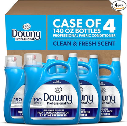 P&G Professional Downy Commercial Liquid Fabric Softener, Clean & Fresh Scent, 190 Loads, 140 Fl oz, For Business Use