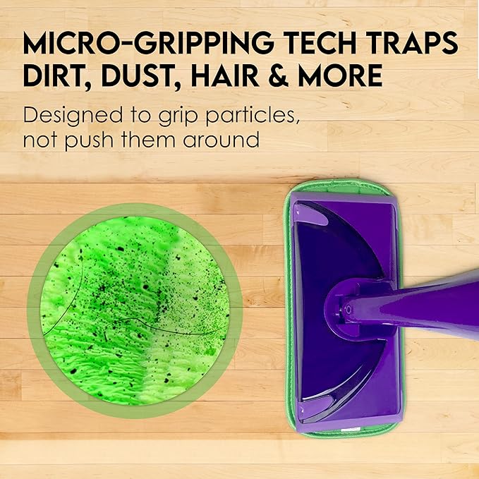 Reusable Floor Mop Pads - Swiffer Wet Jet Compatible Refills 2 Pack - Machine Washable, 12-inch Microfiber Mop Swiffer Wet Pads - Eco-Friendly Household Cleaning Supplies