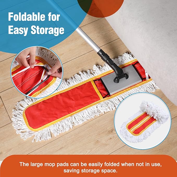 Microfiber Mop Pads 2 Pieces Just Fit CLEANHOME 36" Industrial Dust Mop: B08R3F1ZZM,Red