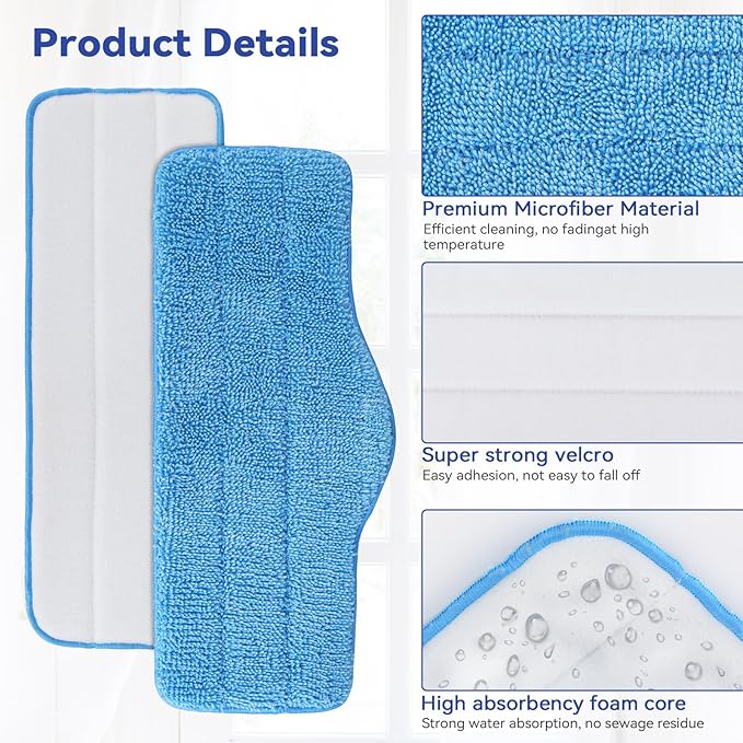 Steam Mop Pads Fit for Dupray Neat Steam Cleaner - 12 Pack Neat Washable and Reusable Microfiber Pads - Accessories for Neat Steam Cleaner