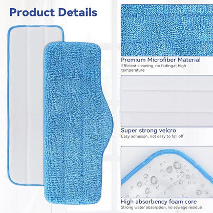 Steam Mop Pads Fit for Dupray Neat Steam Cleaner and Schenley Steam Mop Cleaner - 6 Pack Washable and Reusable Replacement Mop Pads Accessories for Multi-Surface Floor