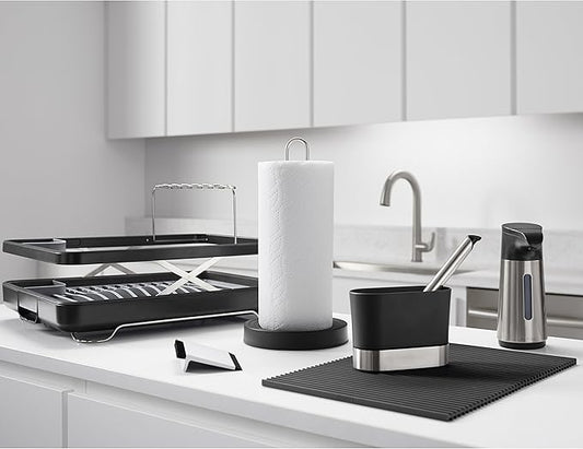 Kohler Kitchen Sink Squeegee and Countertop Brush, Multi-Purpose, Cleans Wet and Dry Spills, Dishwasher Safe, White