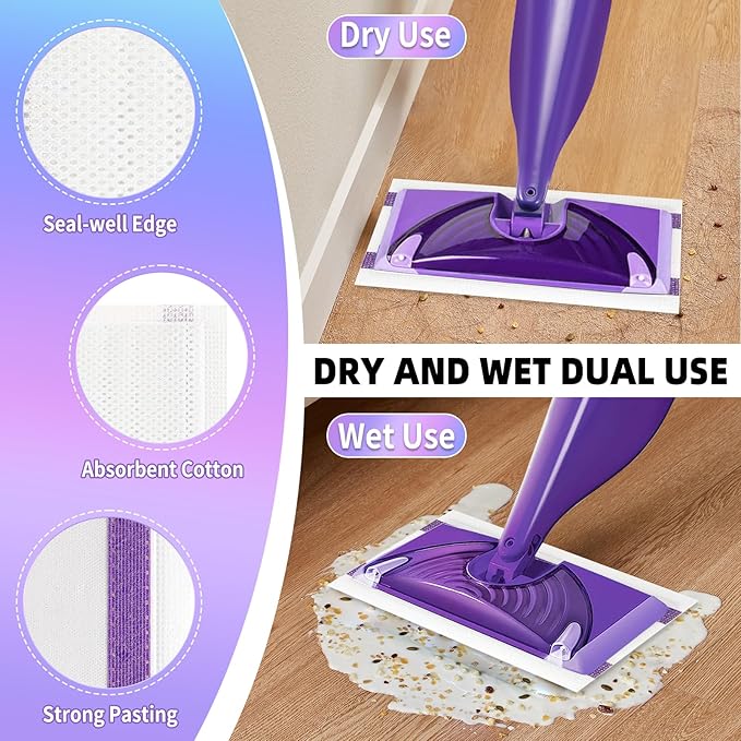 40 Count Mopping Pad for Wet Jet Mop Disposable Wetjet Pads Refills Replacement for Swiffer Wet Pads Refill Compatible with Swiffer Wet Jet Pads Thickness & Absorbent for Household Multi-Surface