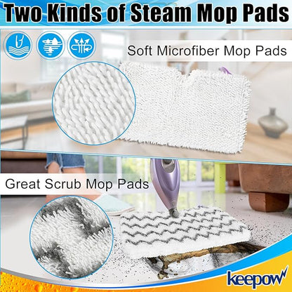 KEEPOW Steam Mop Pads Replacement Compatible with Shark S3500 Series S3501 S3601 S3550 S3901 SE450 S3801CO S3601D S2901 Steamer Pocket Mop Washable Microfiber for Floors Cleaner, 2+2 Pack
