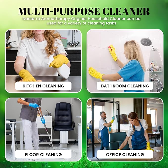 Naeterra Aromatherapy Cleaning Concentrate – 32 oz Natural Multi-Surface Cleaner – Essential Oil Powered, Non-Toxic, Biodegradable – Makes 12 Gallons – Safe for Families & Pets