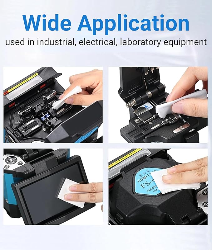 100 Pcs Optical Fiber Wipes,Clean Wipes for Fiber Optics,Dust and lint wipe cloth Optical Fiber End Cleaning Paper for industrial instrument,electrical equipment