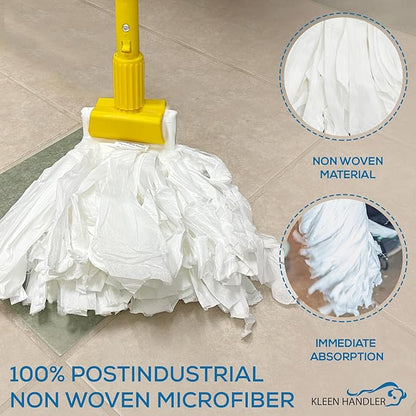 KLEEN HANDLER Disposable Industrial Mop Head Replacement | Non-Woven Cut End Floor Cleaning Wet Mop Head Refill (Pack of 6)