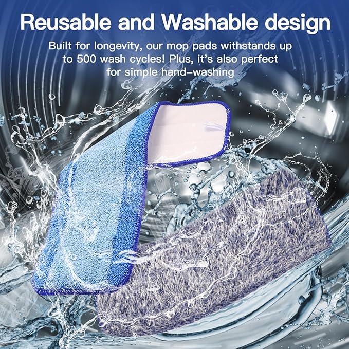 6 Pack Mop Pads Replacement Compatible with Bona Mop Washable Reusable Microfiber Cleaning Pad Hardwood Floor Cleaner Multi-Surface Cleaner Refill 3 Deep Cleaning Pad++3 Microfiber Dusting Pad System