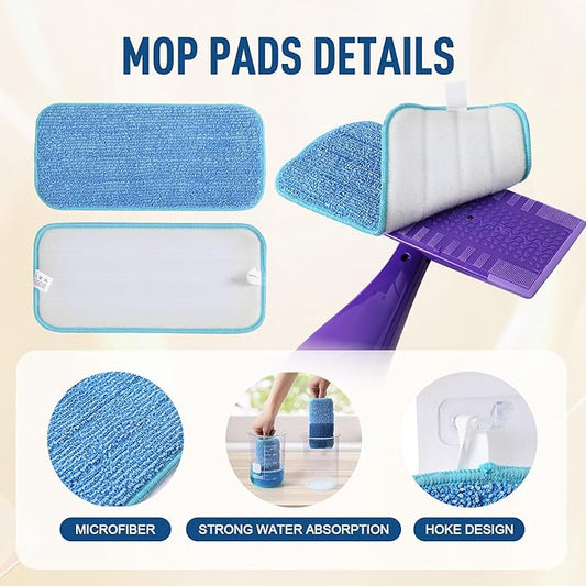 Microfiber Mop Pads Compatible with WetJet, Reusable Wet and Dry Pads Mop Refill for Floor Cleaning, 11.6" Wet Dry Pads Use for Hard Wood Floor(8 Pack)