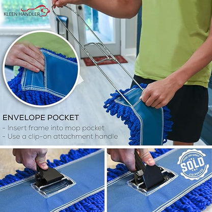 Kleen Handler 24 inch Microfiber Dust Mop | Medium Washable Commercial Mop Head Replacement, Pack of 6