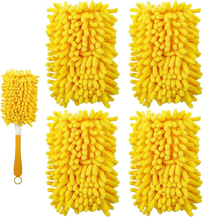 4 Pack Reusable Duster Refill for Swiffer Hand Duster & 4 Pack Reusable Microfiber Mop Pads for Swiffer Sweeper Mop