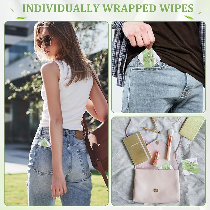 100Pcs Travel Deodorant Wipes, Travel Size Mini Deodorant Wipes Bulk for Homeless, Individually Wrapped Body Cleaning Supplies for Women Wet Armpit for Body Cleaning Cucumber