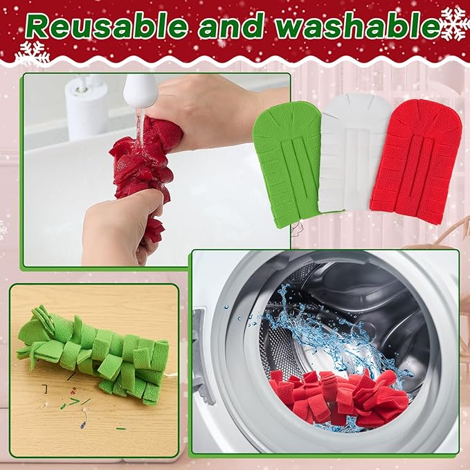 Zubebe 12 Pcs Heavy Duty Duster Refill Reusable Fleece Duster Refills Multi Surface Washable Cleaning Pads for Home, Blinds, Fans, Corners, Furniture (Red,White,Green)