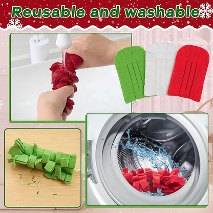 Zubebe 12 Pcs Heavy Duty Duster Refill Reusable Fleece Duster Refills Multi Surface Washable Cleaning Pads for Home, Blinds, Fans, Corners, Furniture (Red,White,Green)