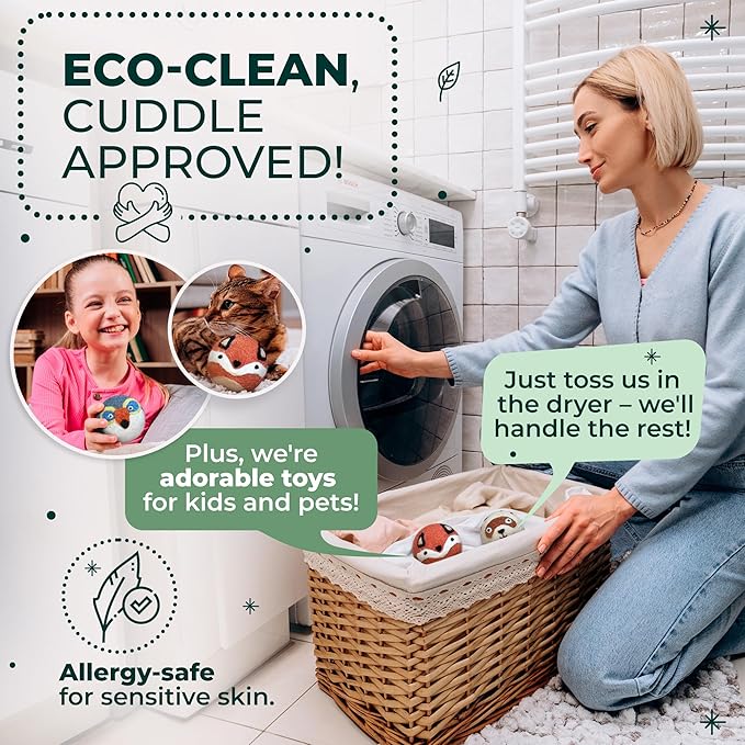 No More Dryer Sheets - Wool Dryer Balls - XL 6-Pack - Eco Dryer Balls - Dryer Balls Laundry Reusable - Softens Laundry Naturally - Reduces Drying Time & Static - with Storage Bag