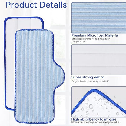 8 Pack Steam Mop Pads Compatible with Dupray Steam Cleaner and Schenley Steam Mop Cleaner - Washable and Reusable Microfiber Replacement Mop Head