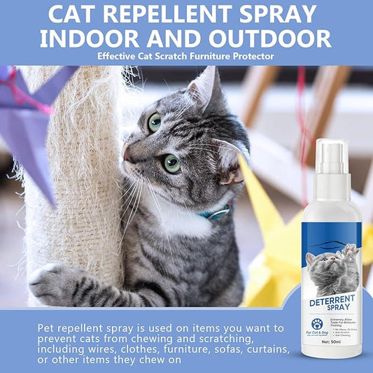 Cat Deterrent Spray,Cat Scratch Furniture Protector, Natural&Effective for Pet Behavior Training, Indoor and Outdoor Use