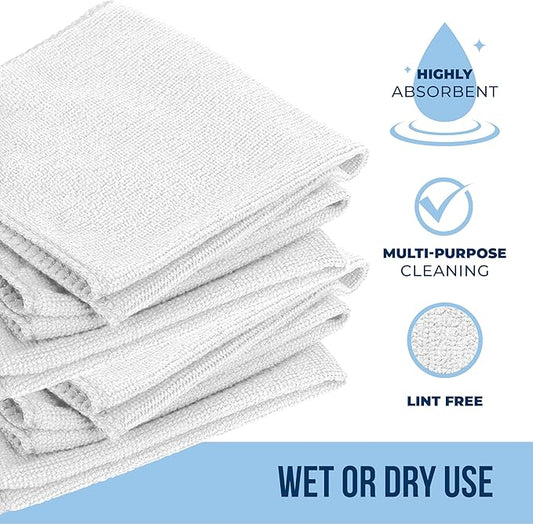 GREEN LIFESTYLE Chamois Cloth, Microfiber Cleaning Cloth 600 Pack, Borderless Towels Cleaning, Car Microfiber Towel, Drying Car Wash Towels (11.5" x 11.5", White)