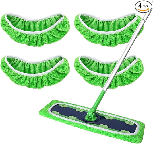 Reusable Microfiber Mop Pads for Swiffer - XL Dry Sweeping Cloths & Wet Pads Refills - Heavy Duty Mopping Cloths for Floor Mopping and Sweeping, 4 Pack