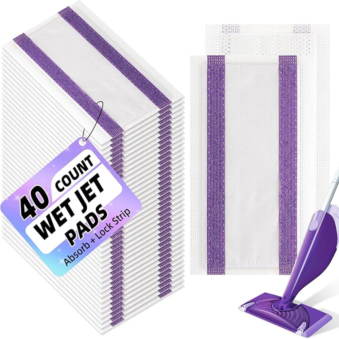 40 Count Mopping Pad for Wet Jet Mop Disposable Wetjet Pads Refills Replacement for Swiffer Wet Pads Refill Compatible with Swiffer Wet Jet Pads Thickness & Absorbent for Household Multi-Surface
