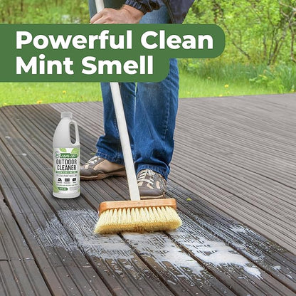 Mighty Mint Outdoor Cleaner, Powerful | Bleach-Free | Biodegradable, Cleans Stains from Mold & Mildew on Wood, Decks, Concrete, Patios, and Vinyl Siding, Natural Mint Scent, 32oz