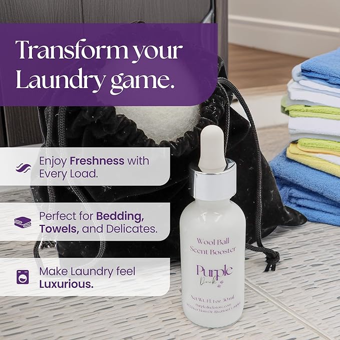 Wool Dryer Balls with Scent Booster – Reusable Dryer Balls for Laundry, Softens Fabrics, Reduces Static, Includes Scent Booster - Linen & Sunshine 1 Oz
