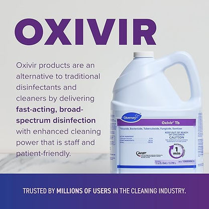 Oxivir Diversey 100898636 Tb One-Step Disinfectant Cleaner, Hospital Grade Accelerated Hydrogen Peroxide AHP, No Fragrance Added, Ready-to-Use Liquid, 1-Gallon (Pack of 4)