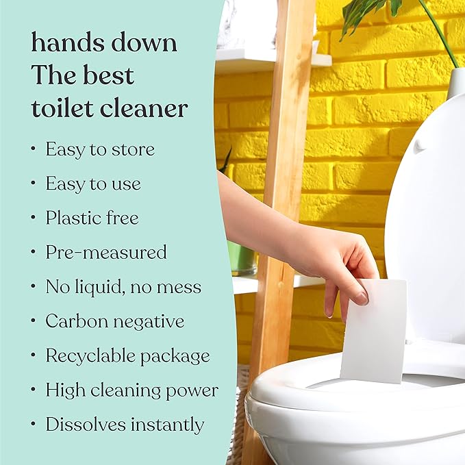 Toilet Bowl Cleaner Strips - 60 Cleans, Plastic-free, Dye-free, With Lemon Essential Oil
