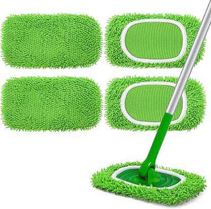 4 Pack Reusable Duster Refill for Swiffer Hand Duster & 4 Pack Reusable Microfiber Mop Pads for Swiffer Sweeper Mop