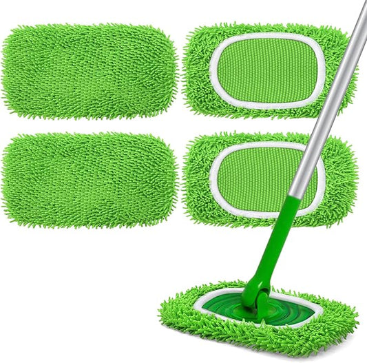 4 Pack Reusable Duster Refill for Swiffer Hand Duster & 4 Pack Reusable Microfiber Mop Pads for Swiffer Sweeper Mop