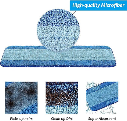 6 Pack Microfiber Spray Mop Pads for Bona Mop, Reusable Microfiber Cleaning Pads for Hardwood Floor 18 Inch Fits E-Cloth Mop, for Turbo Mop, for Norwex Mop (3+3 Pack)