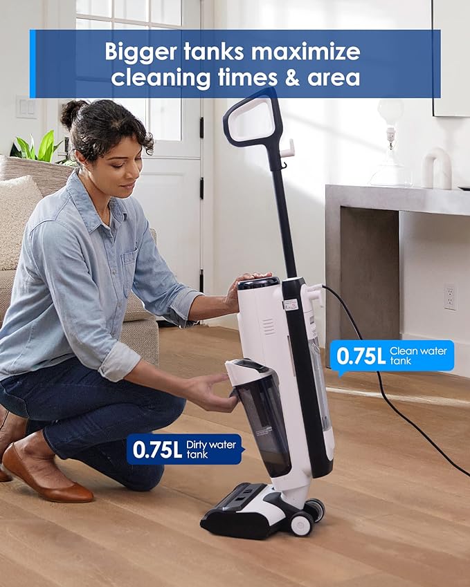 Tineco Floor ONE S5 Steam Corded Wet Dry Vacuum All-in-one, Hardwood Floor Cleaner Great for Sticky Messes, Smart Steam Mop for Hard Floors with Digital Display and Long Run Time
