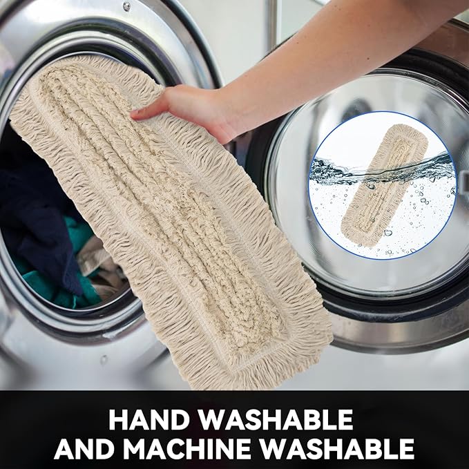 24 Inch Dust Mop Head: Replacement Medium Washable Commercial Sweeper and Janitorial Dust Mop Head Replacement