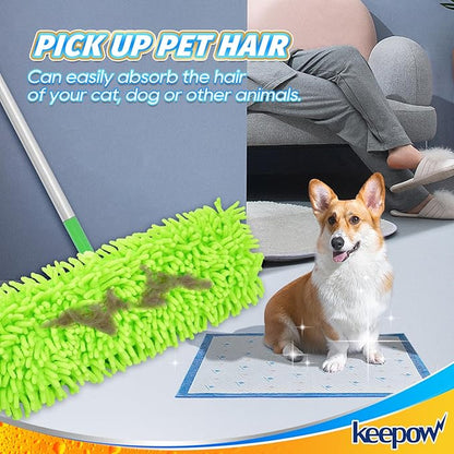 KEEPOW Dust Mop Refill Compatible with Swiffer XL Mop, 4 Pack X-Large Microfiber Pet Heavy Duty Dry Cloth Refills, Reusable Mop Pad for Floor Cleaning