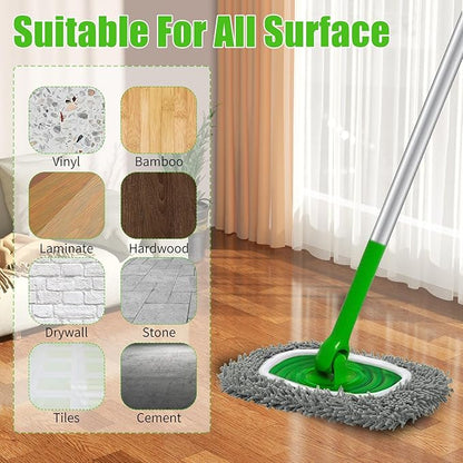 3 Pack Reusable Microfiber Mop Pads Compatible with Swiffer Sweeper Mop (10-12in), Washable Mop Replacement Pads Dry Sweeping Cloths, Flat Dust Mop Refills for Hardwood Floors Cleaning, Grey